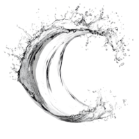 Curved water splash creating dynamic wave shape, isolated on transparent background, showcasing movement and fluidity in nature, Curve water splash isolated Stock Illustration png