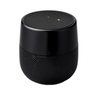 Portable black wireless speaker isolated on a transparent background for versatile audio experiences, black wireless portable speaker, file of isolated object with shadow on transparent background png