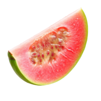 A fresh pink guava slice showcasing vibrant color against a clean transparent background in a simple culinary setting, Pink Guava slice on transparent background png