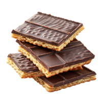 Delicious chocolatecovered wafers stacked on a transparent background, perfect for a sweet snack or dessert, wafers in chocolate isolated on transparent background png