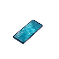 Mobile phone screen mockup resting in a clear water pool under summer sunlight, Mobile phone screen mockup in water pool, summer travel application, spa app png