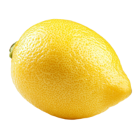 A ripe lemon isolated against a transparent background showcasing its vibrant color and natural texture, ripe lemon isolated on transparent background png