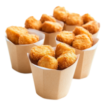 Crispy fried chicken nuggets served in paper cups on a clean transparent background, Fried Chicken Nuggets in Paper Cups On transparent background png