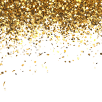 Celebrate with golden glitter in a luxurious sparkling confetti display for a dazzling event party, Golden Glitter Celebration Luxurious Sparkling Confetti Rain on transparent background png