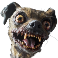 A scary zombie dog with grotesque features and fierce expression isolated on a plain transparent background, Scary zombie dog on transparent background png