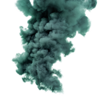 Dense dark green smoke cloud rising against a stark transparent background, creating a striking visual contrast, dark green smoke cloud isolated on transparent background png