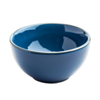 An empty blue bowl placed on a clean transparent background highlights its smooth surface and elegant design, empty blue bowl on transparent background png