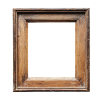 A rustic wooden picture frame isolated on a blank transparent background for artistic display or decoration purposes, Wooden painting frame isolated on transparent background png