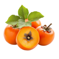 Ripe persimmons on a transparent background showcasing vibrant color and natural freshness, Piece ripe persimmons isolated on transparent background png