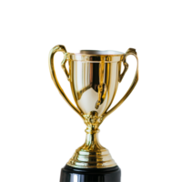Three gleaming gold trophy cups set against a minimalistic transparent backdrop celebrating achievements and excellence, Gold Trophy Cups on transparent background png
