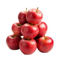 A stack of fresh red apples arranged in a pyramid on a clean transparent background, stack group of red apples isolated on transparent background png