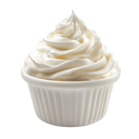 Delicious whipped cream served in a transparent bowl, perfect for desserts and toppings on a clean transparent background, whipped cream isolated on transparent background png