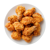 Crispy fried chicken served on a plate against a clean transparent background for a delicious meal presentation, Fried chicken in plate on transparent background png