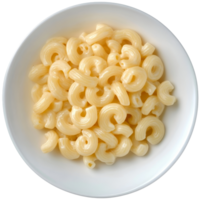 Dry macaroni pasta in a round plate on a clean transparent background, ready for cooking or crafting delicious meals, dry macaroni in a plate on transparent background png