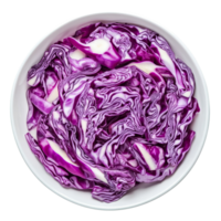 Freshly sliced red cabbage arranged in a bowl on a clean transparent background for healthy meal inspiration, sliced of red cabbage in plate on transparent background png