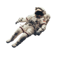 An astronaut floats gracefully in the vastness of space, surrounded by a transparent hue, Astronaut character in space suit floating in zero gravity on transparent background png