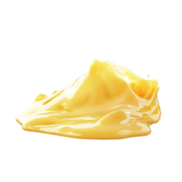 Butter melting on a smooth surface, capturing the rich texture and golden color in a serene, minimalist setting, Butter melting isolated Stock Photo png