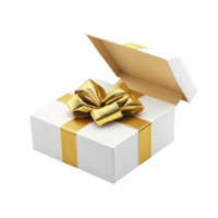 A beautifully wrapped transparent gift box with a shimmering gold ribbon, perfect for any special occasion or celebration, transparent color open gift box with gold ribbon isolated png