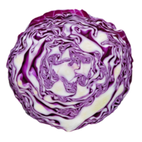 Freshly sliced purple cabbage showcasing vibrant textures on a clean transparent background, Slice Cabbage on transparent background png