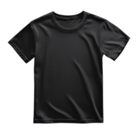 Black tshirt displayed on a transparent background highlighting its design and fabric texture clearly, Blank black tshirts transparent background. Black tshirt transparent background png