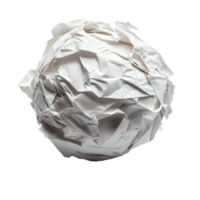 Crumpled paper ball cutout on a clean transparent background showcasing texture and simplicity in design elements, Crumpled paper ball on transparent backgroundfile png