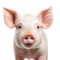 A playful piglet gazes curiously at the viewer against a bright transparent background in this charming animal portrait, Pig on transparent background png