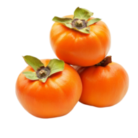 Fresh ripe persimmons stacked on transparent background highlighting their vibrant orange color and smooth texture, ripe persimmons isolated on transparent background png