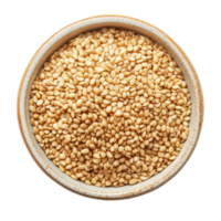 Freshly harvested sesame seeds in a ceramic bowl against a pristine transparent background for culinary use, sesame in a bowl on transparent background png