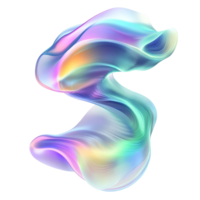 Iridescent multicolored waves flowing gracefully in a dynamic abstract design, multicolored flowing abstract iridescent wave shape isolated on transparent background png