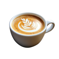 A beautifully crafted latte resting in a transparent cup against a backdrop, showcasing intricate latte art perfect for coffee lovers, Cup of latte transparent background png