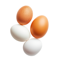 Fresh chicken eggs displayed on a clean transparent background showcasing their natural colors and textures, Tasty chicken eggs on a transparent background png