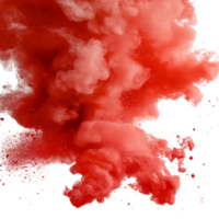 Dynamic red paint explosions create striking contrasts against a clean transparent background in an artistic display, Red Paint Explosions on transparent background png