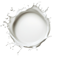 A circular splash of milk isolated on transparent background creating a dynamic visual effect in midair, Milk splash forming a circle isolated png