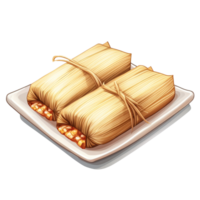 Delicious tamales served on a square plate, showcasing traditional Mexican cuisine, tamales on square plate illustration isolated on transparent background png