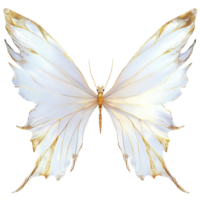 Delicate transparent fairy wings with subtle gold accents isolated on a clean background for enchanting designs, transparent Fairy Wings with Subtle Gold Accents, Isolated on transparent background png