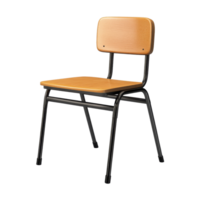 Simple wooden chair with metal frame positioned on a transparent background, highlighting its design and functionality, Chair desk isolated on transparent background png