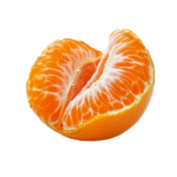 Freshly peeled tangerine segment resting on a clean transparent background with vibrant colors and textures, Tangerine or clementine on transparent background png