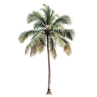 Coconut palm tree with lush green leaves stands tall against a pure transparent background, capturing tropical tranquility in a serene setting, coconut palm tree on transparent backgroundfile png