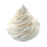 Fluffy whipped cream swirl isolated on a transparent background ideal for desserts and confections, Fluffy Whipped Cream Swirl isolated on transparent background png