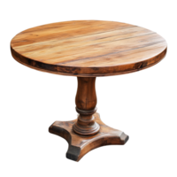 Elegant round wooden table showcased on a minimalist transparent background ideal for home decor display, Beautiful round wooden table isolated on a transparent background png