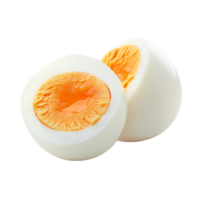 Freshly boiled egg halves on a transparent background with a vibrant yolk and smooth egg transparent, boiled egg and fresh isolated on transparent background png