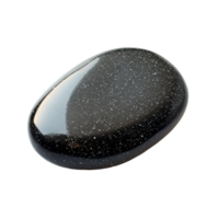 Single black pebble with glimmering texture isolated on clean transparent background for artistic representation, single black pebble isolated on transparent background png