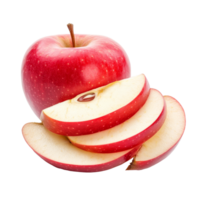 Freshly sliced red apple on a clean transparent background, showcasing vibrant color and texture for culinary uses, sliced apple isolated on transparent background png