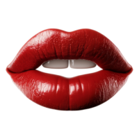 A closeup of a womans lips adorned with bright red lipstick, forming a kiss gesture against a plain, Womans lips with red lipstick and kiss gesture, 3D render isolated on transparent background png
