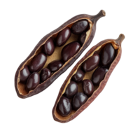Bitter bean pods on a transparent background showcasing their dark seeds and unique shape, Bitter bean on transparent background png