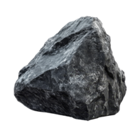Large black boulder rock isolated on a transparent background showcasing natural texture and form, big black boulder rock isolated on transparent background png
