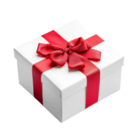 Elegant transparent gift box adorned with a vibrant red bow isolated on a pristine transparent background, transparent gift box with red bow isolated on transparent background Clipping path included png