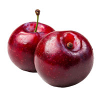 Fresh red cherry plums isolated on a clean transparent background showcasing their rich color and smooth texture, Red cherry plum isolated on transparent background png