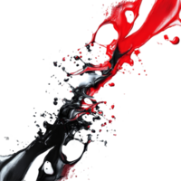 Dynamic black and red paint splashes create an abstract pattern on a transparent background, Dynamic Black and Red Paint Splashes on transparent background png