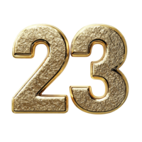 Shiny golden number 23 isolated on a clean transparent background, symbolizing the upcoming year 2023 celebration, Number 2023 New Year isolated on transparent background png